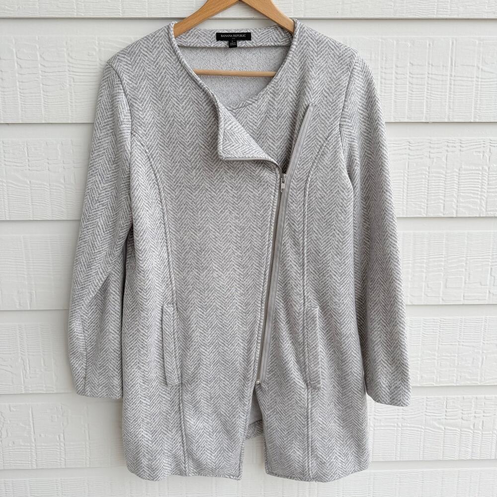 Banana Republic Asymmetrical Zip Herringbone Jacket Large